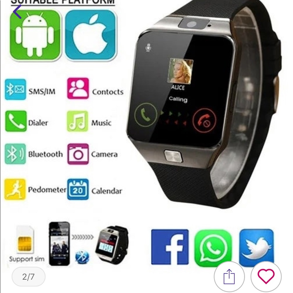 - smart watch- compatible with iPhone and android